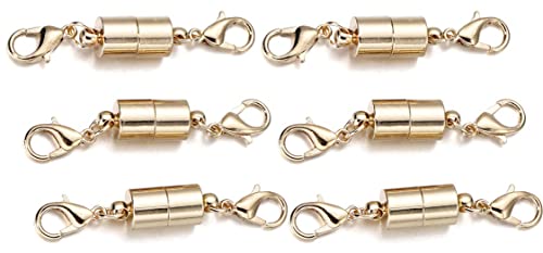 MAHAVIMOKSA 10 Stück magnetische Verbindungsverschlüsse Karabinerverschluss für DIY Handwerk Schmuck Armband Halskette (6 mm, KC Gold) von MAHAVIMOKSA