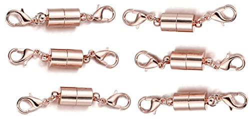 MAHAVIMOKSA 10 Stück magnetische Verbindungsverschlüsse Karabinerverschluss für DIY Handwerk Schmuck Armband Halskette (6 mm, Roségold) von MAHAVIMOKSA