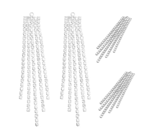 MAHAVIMOKSA 10 x Strass-Quasten-Charm-Kette, lange Quaste, Ohrringe, baumeln für Bastelarbeiten, Schmuckherstellung, Ohrring-Dekoration (Platin, 70 x 10 mm, 5 Ketten) von MAHAVIMOKSA