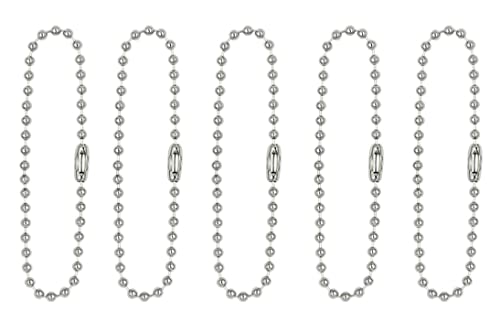 MAHAVIMOKSA 200 Stück Verbindungs-Kugelketten, Schlüsselanhänger, 2,4 mm Perlen, 100 mm lang (Silber) von MAHAVIMOKSA