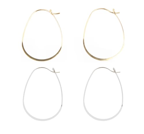 MAHAVIMOKSA 24 Stück Echtgold gefüllte ovale Creolen Weinringe für DIY Handwerk Ohrringherstellung (14 Karat Gold & Silber) von MAHAVIMOKSA