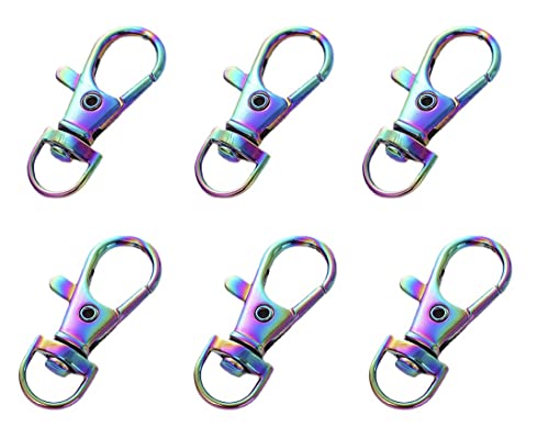 MAHAVIMOKSA 30 Stück 35 mm Karabinerhaken mit Drehverschluss für Basteln, Schlüsselanhänger, DIY, Handwerk, Schmuckherstellung (Regenbogen) von MAHAVIMOKSA
