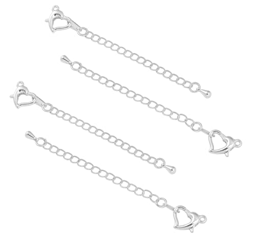 MAHAVIMOKSA Echt vergoldete Verlängerungskette mit Herz-Karabinerverschluss, Tropfenperlenanhänger für selbstgemachte Halsketten, Armbänder, Fußkettchen, Schmuckherstellung, Reparatur (Silber) von MAHAVIMOKSA