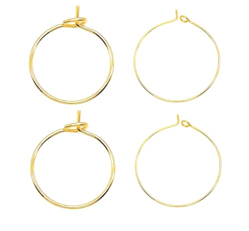 MAHAVIMOKSA Echt vergoldete runde Creolen-Ohrringe, Weinringe für DIY Handwerk Ohrringherstellung (14 Karat Gold, 40 mm) von MAHAVIMOKSA