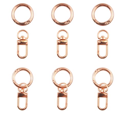 MAHAVIMOKSA Karabinerverschlüsse mit Drehgelenk und O-Federringe für selbstgemachten Schmuck, Geldbörsen, Taschen, Schlüsselanhänger, 10 Sets/20 Stück (Roségold) von MAHAVIMOKSA