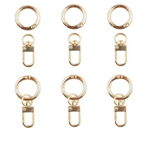 MAHAVIMOKSA Karabinerverschlüsse mit Drehgelenk und O-Federringe für selbstgemachten Schmuck, Geldbörsen, Taschen, Schlüsselanhänger, 10 Sets/20 Stück von MAHAVIMOKSA