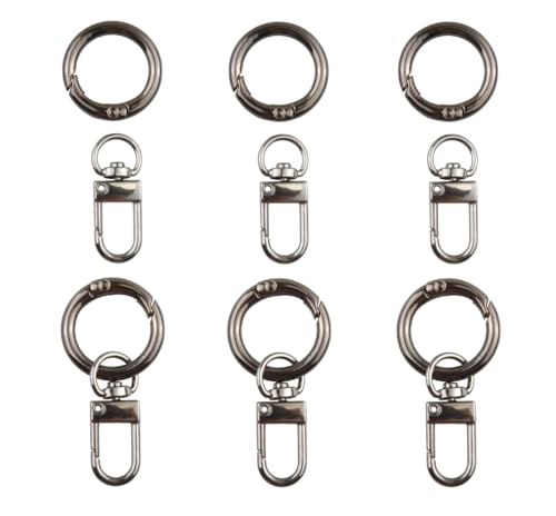MAHAVIMOKSA Karabinerverschlüsse mit Drehgelenk und O-Federringen für selbstgemachten Schmuck, Geldbörsen, Taschen, Schlüsselanhänger, 10 Sets/20 Stück (Gun Metal) von MAHAVIMOKSA