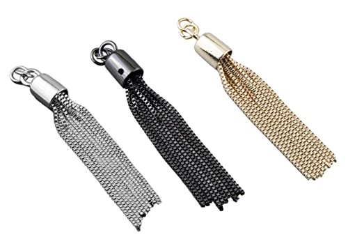 MAHAVIMOKSA Lange Metallquasten-Kettenquasten für DIY-Basteltaschen, Handtaschen, Schlüsselanhänger, Schmuckherstellung (3 Farben) von MAHAVIMOKSA