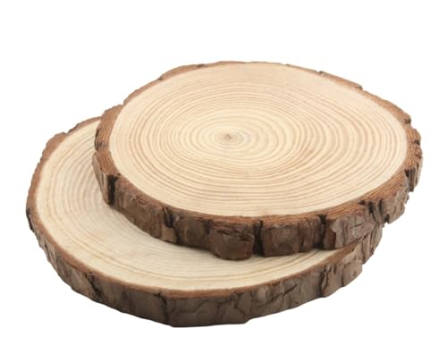 MAHAVIMOKSA Natürliche runde Scheiben, Holzscheiben, unlackierte Holzkreise für Bastelarbeiten, Malerei, Dekoration (11,9 cm - 14 cm) von MAHAVIMOKSA
