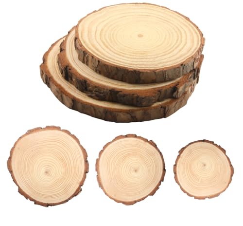 MAHAVIMOKSA Natürliche runde Scheiben Holzscheiben unlackierte Holzkreise für DIY Handwerk Malerei Dekoration (12,7 cm/15,2 cm/17,8 cm) von MAHAVIMOKSA