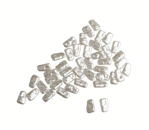 MAHAVIMOKSA Perlen in unregelmäßiger Form, ABS-Kunststoff, Imitationsperlen für selbstgemachte Halsketten, Armbänder, Schmuckherstellung, 18 x 11 mm, rechteckig, 50 Stück von MAHAVIMOKSA