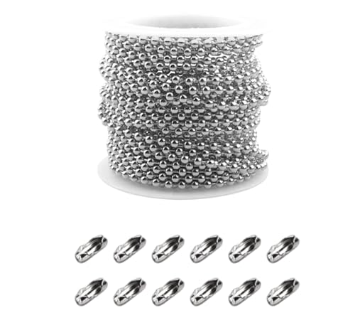 MAHAVIMOKSA Perlenkette aus Edelstahl, 2,4 mm, mit 40 passenden Verbindungsstücken, für Bastelarbeiten, Schmuckherstellung, Hundemarke, 40 Stück MAHAVIMOKSA Perlenkette aus Edelstahl, 2,4 mm, mit 40 passenden Verbindungsstücken, für Bastelarbeiten, Schmuckherstellung, Hundemarke, 40 Stück von MAHAVIMOKSA