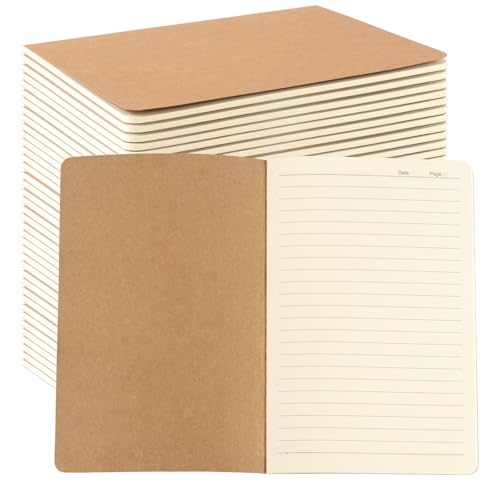 MAHIONG 30er-Pack linierte Notizbücher im A5-Format, große A5-Notizblöcke mit Einband aus Kraftpapier, linierte Notizblöcke für Tagebücher und Notizen, 36 Blatt/72 Seiten von MAHIONG
