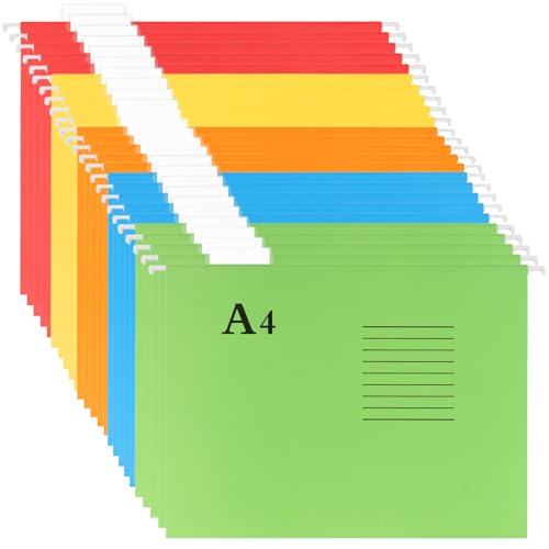 MAHIONG Hängemappen im A4-Format, mit Registerkarten für Zuhause, Arbeit, Büro, verschiedene Farben, 25 Stück von MAHIONG