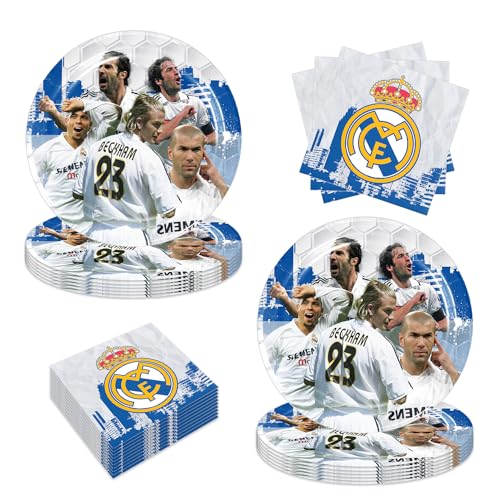 40 Stück Real Madrid Geburtstagsparty-Zubehör enthalten 20 Teller, 20 Servietten für die Real Madrid Partydekoration 40 Stück Real Madrid Geburtstagsparty-Zubehör enthalten 20 Teller, 20 Servietten für die Real Madrid Partydekoration von MAHWER