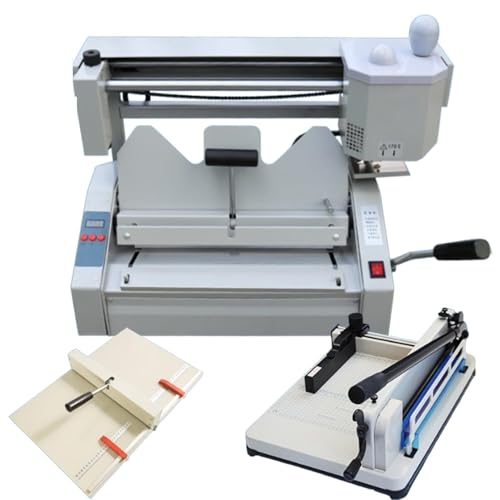 Heißklebe-Buchbinder, 0,1–40 mm Bindestärke, Bindegeschwindigkeit 180 Bücher/h, mit Rillmaschine und Papierschneider, for A4-Papier und Visitenkarten Heißklebe-Buchbinder, 0,1–40 mm Bindestärke, Bindegeschwindigkeit 180 Bücher/h, mit Rillmaschine und Papierschneider, for A4-Papier und Visitenkarten von MAHWER