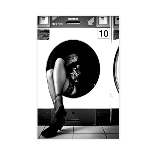 MAHWER Leinwand-Poster, Motiv: Frau trinkt Wein in der Waschmaschine, Wandkunst, Dekordruck, Bild, Gemälde für Wohnzimmer, Schlafzimmer, Dekoration, ungerahmt, 40 x 60 cm MAHWER Leinwand-Poster, Motiv: Frau trinkt Wein in der Waschmaschine, Wandkunst, Dekordruck, Bild, Gemälde für Wohnzimmer, Schlafzimmer, Dekoration, ungerahmt, 40 x 60 cm von MAHWER