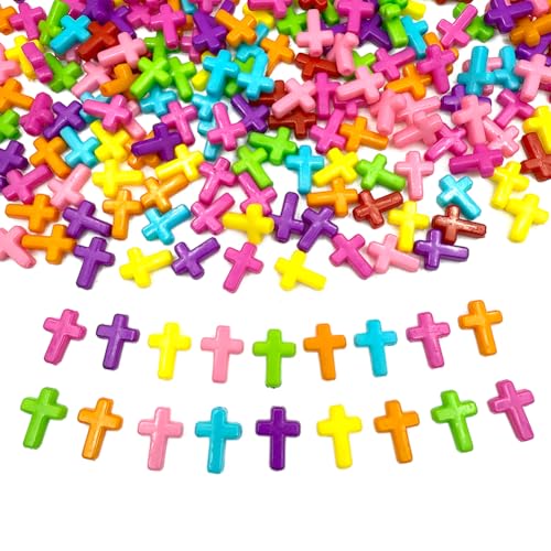 300 Stück Kreuz-Acrylperlen, gemischte Farben, Abstandshalter für Armbänder, Halsketten, Ohrringe, Schmuckherstellung (Kreuz) von MAICZWLAI