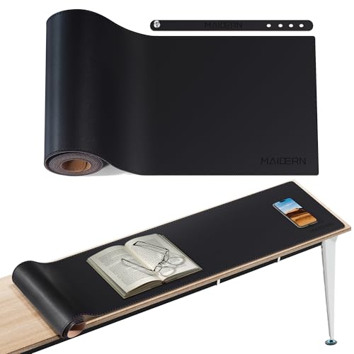 MAIDERN Kork-Leder Konsolentisch Abdeckung, Reversible Sofa Tischabdeckung, Konsole Tischmatte, Sofa Tisch Pat Geeignet für Home Console Decor(180 x 20cm,Schwarz) ﻿ von MAIDERN