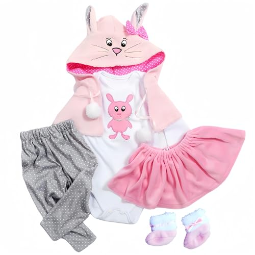 Baby Puppen Kleidung Hase Outfit Passend für 35–45 cm Neugeborene Babypuppe, Reborn Babypuppen Kleidung Zubehör für 14-18 Zoll Puppen, Babykleidung mit Schuhen 5 Stück Baby Puppen Kleidung Hase Outfit Passend für 35–45 cm Neugeborene Babypuppe, Reborn Babypuppen Kleidung Zubehör für 14-18 Zoll Puppen, Babykleidung mit Schuhen 5 Stück von MAIHAO