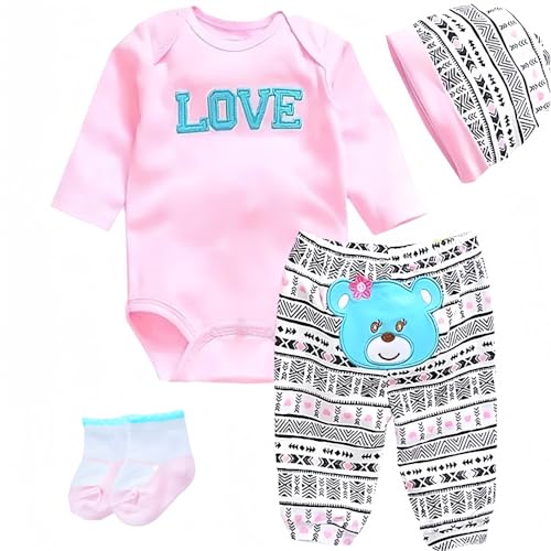 Reborn Baby Puppen Kleidung Zubehör Rosa Outfit für 17-22 Zoll Reborn Neugeborene Baby Kleidung Set 【Super Cute Bear 'LOVE' 4pcs Set】 Reborn Baby Puppen Kleidung Zubehör Rosa Outfit für 17-22 Zoll Reborn Neugeborene Baby Kleidung Set 【Super Cute Bear 'LOVE' 4pcs Set】 von MAIHAO