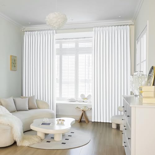 MAIHER Plissee-Vorhang, 305,8 cm lang, totale Verdunkelung, wärmeisoliert, Leinen, strukturiert, Plissee-Vorhang mit Nadelhaken und Raffhalter, für Wohnzimmer, Theater (Reinweiß, 137 cm B x 305 cm L, MAIHER Plissee-Vorhang, 305,8 cm lang, totale Verdunkelung, wärmeisoliert, Leinen, strukturiert, Plissee-Vorhang mit Nadelhaken und Raffhalter, für Wohnzimmer, Theater (Reinweiß, 137 cm B x 305 cm L, von MAIHER