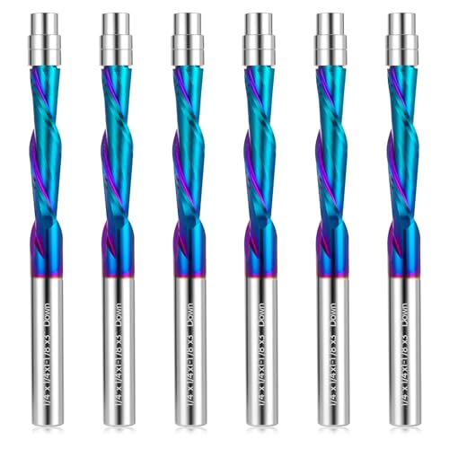 Spiralfräsen-Bit, 1/4-Zoll-Schaft, 6 Stück Downcut Spiralfräser-Bits, bündig geschnittene Fräser-Bits, 0,6 cm Schnittdurchmesser, bündiger Fräser-Bit, CNC-Fräser-Bit, bündiger Trim, 1/4-Zoll-Schaft Spiralfräsen-Bit, 1/4-Zoll-Schaft, 6 Stück Downcut Spiralfräser-Bits, bündig geschnittene Fräser-Bits, 0,6 cm Schnittdurchmesser, bündiger Fräser-Bit, CNC-Fräser-Bit, bündiger Trim, 1/4-Zoll-Schaft von MAIHOMETA