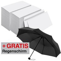 AKTION: MAILmedia Briefumschläge DIN lang ohne Fenster weiß selbstklebend 2x 500 St. + GRATIS Topless Taschenschirm schwarz von MAILmedia
