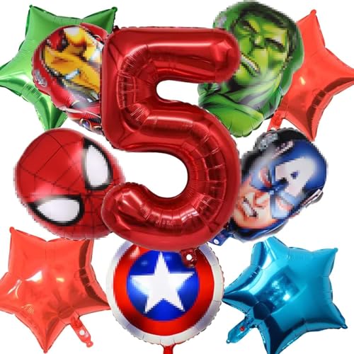 Luftballons Geburtstag 5 Jahre,10 Stück Folienballons Geburtstag,Geburtstag Luftballons Junge, Folienballons für Kinder Geburtstag Party Dekoration (rot 5) von MAIROX