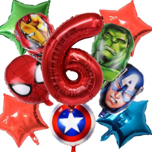 Luftballons Geburtstag 6 Jahre,10 Stück Folienballons Geburtstag,Geburtstag Luftballons Junge,Folienballons für Kinder Geburtstag Party Dekoration (rot 6) von MAIROX