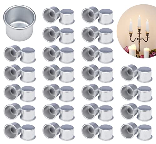 Kerzenhalter Silber Aluminium 30 Stück Set - Modernes und Elegant Design - Silber Kerzenständer für Geburtstagskerzen Wasserschiebefolie Kerzen und Tafelkerzen - Wachsplatten für Kerzen von MAISONI