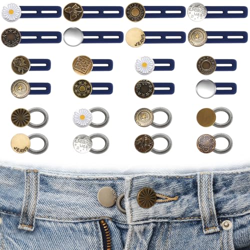 24 Stück Hosenbunderweiterung Knöpfe, Hosenknopf Verlängerung Elastisch Verstellbare, Knopfverlängerung für Jeans, Hosen, Kragen, Manschetten (Zufällige Muster) von MAIXINNEW