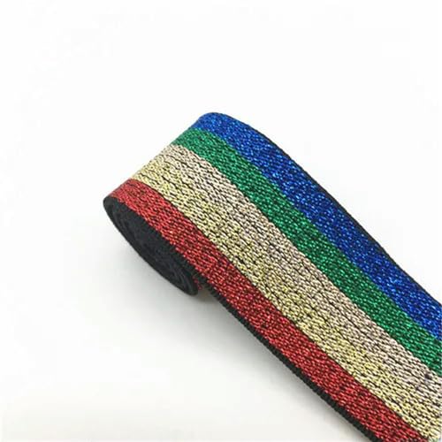 Gummiband, 25 mm, Bunte Glitzer-Elastikbänder, gestreiftes Gummiband, DIY Nähen, Kleidung, Hosen, Rock, Gürtel, Zubehör, 1 Meter von MAIYO