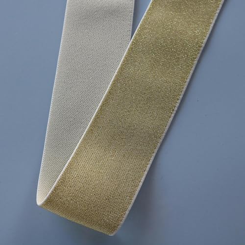 MAIYO Glitzernde Gold-Silber-Gummibänder, 10 mm, 15 mm, 25 mm, 40 mm, elastisches Gummiband, Gürtel, Kleidungsstück, Hose, Nähen, Spitzenbesatz, DIY-Zubehör von MAIYO