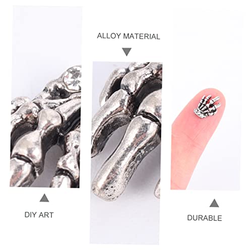 MAJORMENCH 10 Stück Teiliges Nagelkunst mit Legierungs Skelett Hand Nagel DIY Maniküre Nail Art Aufkleber Einfache Anwendung für Natürliche und Künstliche Nägel Vielseitig für Party und von MAJORMENCH