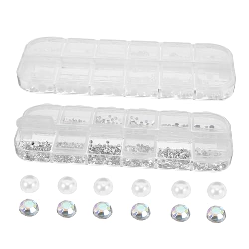 MAJORMENCH 2 Boxen Flache Rückseite Perlen Nagelkunst Charms für Damen Kreative Nail Art Dekorationen Vielseitig Einsetzbar für Hochzeiten Geburtstage DIY und Professionelle Maniküre von MAJORMENCH