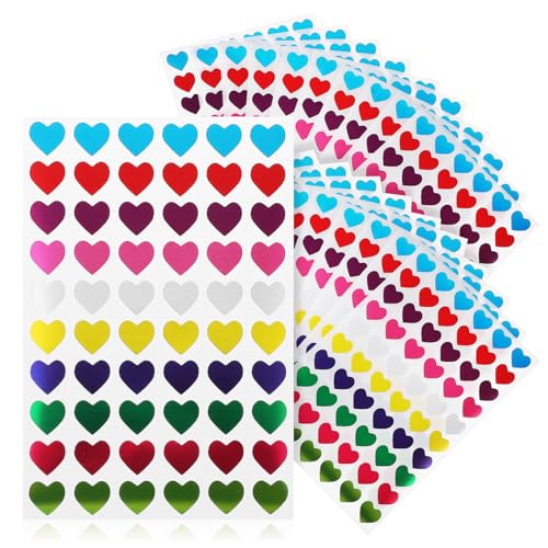 MAJORMENCH 50 Blatt Bunte Herzaufkleber Selbstklebend Dekorative Sticker für Basteln Scrapbooks Geschenktüten Kindergarten Kreative Herz Sticker für Karten und Partys von MAJORMENCH