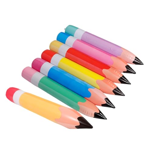 MAJORMENCH 7 Stück Teiliges PVC Aufblasbares Bleistift Extra Große Bunte Schreibwaren Dekoration Sichere Schulanfang Classroom Party Requisiten Tragbare Jumbo Bleistiftballons für Lehrer von MAJORMENCH
