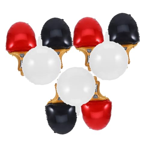 MAJORMENCH 9 Stück Teiliges Tischtennisballon mit Roten und Schwarzen Tennisschlägern und Weißen Bällen Wiederverwendbare Folienballons für Sportliche Partydekorationen für Geburtstage und von MAJORMENCH