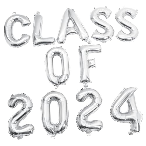MAJORMENCH Graduation Party Dekorationsset Aluminiumfolie Ballons Banner Silber Class Of Abschlussfeier Luftballons für Schule Foto Hintergrund von MAJORMENCH
