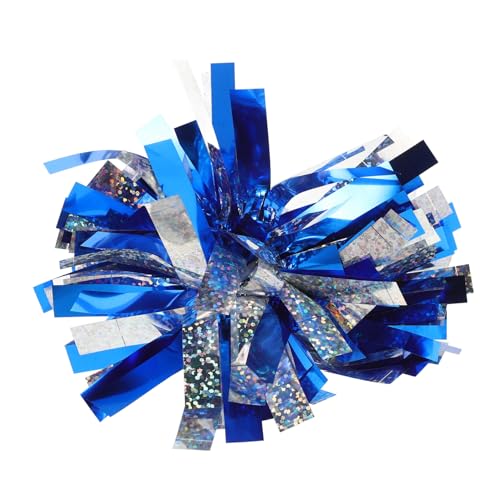 MAJORMENCH Pom Poms Handgelenkblumen Blau Silber mit Haargummi Leichte Cheerleader Accessoires für Festival Party Tanz Angenehmes Material Einfach Anzulegen Modisch und Bequem für Mädchen von MAJORMENCH