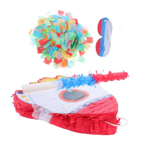 MAJORMENCH Weltraum Raketen piñata mit Stab und Augenbinde Robuste Pappkarton deko Interaktives Partyspiel für Kindergeburtstag Shower Vielseitiges Partyzubehör für Weltraum Motto von MAJORMENCH