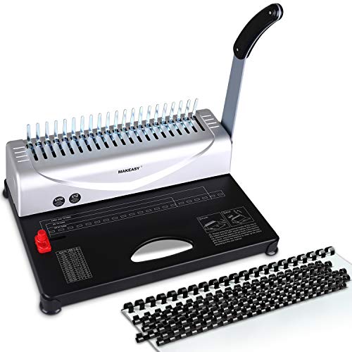 MAKEASY Bindegerät, Bindemaschine, 21 Löcher, bindet 450 Blatt, 12 Blatt Stanzkapazität, mit Starterkit 100 Stück PVC Bindung Stacheln, ideal für tägliche Office-Dokumente MAKEASY Bindegerät, Bindemaschine, 21 Löcher, bindet 450 Blatt, 12 Blatt Stanzkapazität, mit Starterkit 100 Stück PVC Bindung Stacheln, ideal für tägliche Office-Dokumente von MAKEASY