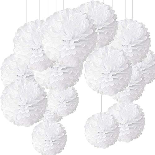 Rosa Blütenkugel, zum Aufhängen, Seidenpapier, 15, 25, 30 cm, Dekoration für Hochzeiten, Partys, Geburtstage,15 Stück pourpre von MAKFORT