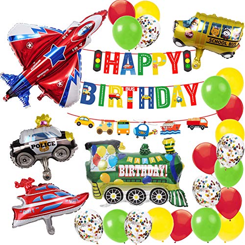 MAKFORT Geburtstagsdeko Junge Kindergeburtstag deko Birthday Decorations Kinder Geburtstag Folien Luftballon Flugzeug Zug Polizeiwagen Schulbus Yacht Ballons Happy Birthday Banner Geburtstag Deko MAKFORT Geburtstagsdeko Junge Kindergeburtstag deko Birthday Decorations Kinder Geburtstag Folien Luftballon Flugzeug Zug Polizeiwagen Schulbus Yacht Ballons Happy Birthday Banner Geburtstag Deko von MAKFORT