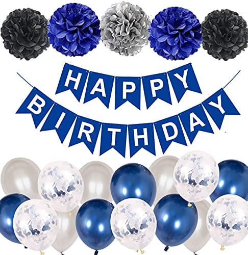 MAKFORT Geburtstagsdeko Grün Happy Birthday Girlande mit Pompoms und Luftballons Grün Konfetti Luftballons für Geburtstag Partydeko von MAKFORT