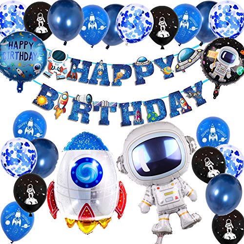 Kindergeburtstag Deko Weltraum Geburtstag Party Dekoration Astronauten Raketen Folienballon Geburtstagsdeko Jungen Birthday Decorations von MAKFORT