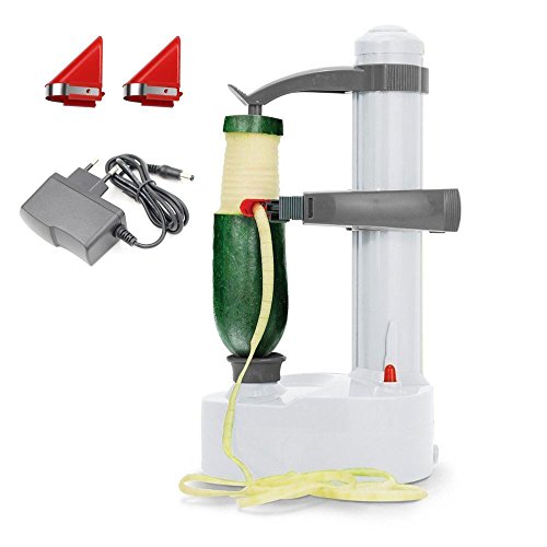 MALAYAS Elektro-Kartoffelschäler [2 Extra Klingen] - Automatische rotierende Früchte & Gemüse Cutter Apple Schälmaschine - Kitchen Peeling Tool (Weiß) von MALAYAS