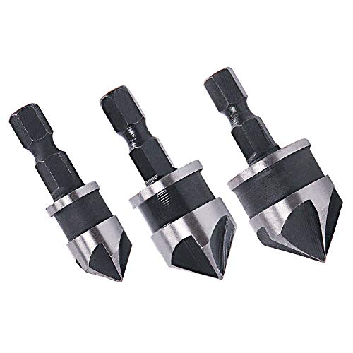Malayas 1/10,2 cm Hex Schaft 12 mm/16 mm/19 mm Kegelsenker Bohrer 5 Flöte 90 Grad Holzbearbeitung Kegelsenker Bits von MALAYAS