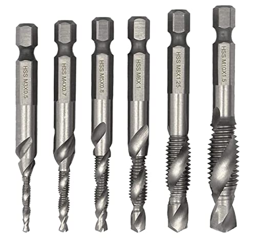 Malayas Drill Tap Combination Bit 6 Pieces Hss Tap Drill Bit Thread Spiral Screw Tap von MALAYAS